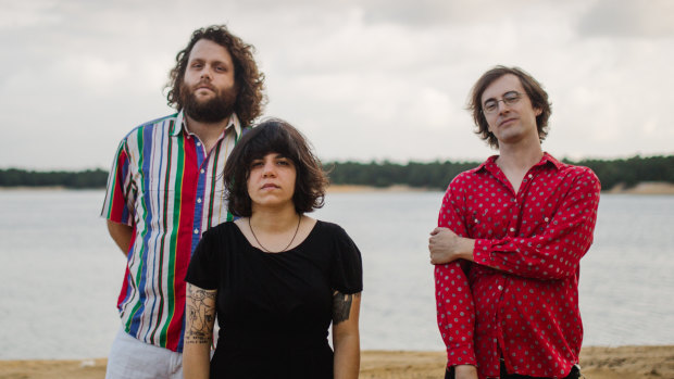 American rock band Screaming Females: (l-r) Mike "King Mike" Abbate (bass), Marissa Paternoster (guitar, vocals), Jarrett Dougherty (drums). 