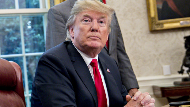 US President Donald Trump in the Oval Office at the White House.