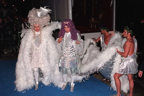 Elton John’s 50th birthday outfit, designed by Sandy Powell.