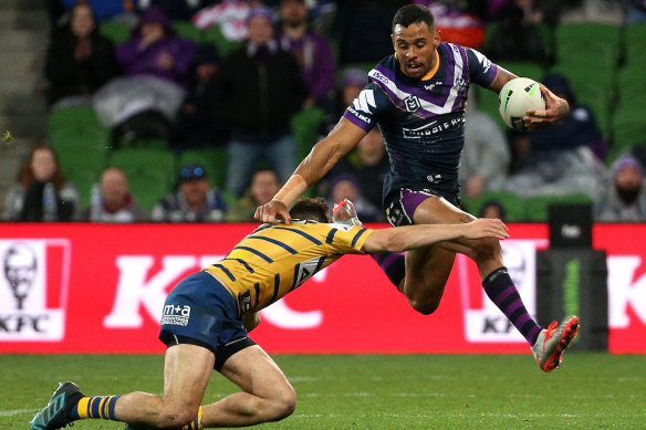 Like lightning: Josh Addo-Carr breaks clear. 