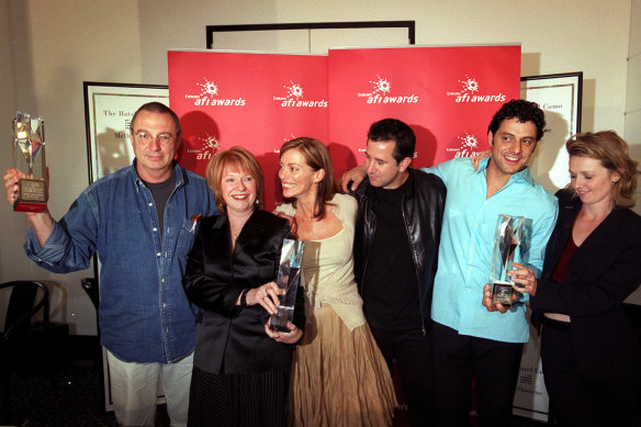 Ray Lawrence (far left) and the cast
of Lantana at the 2001 AFI (now AACTA) awards.