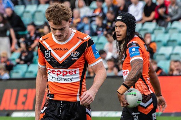 Lachlan Galvin and Jarome Luai didn’t last long as the Tigers halves.