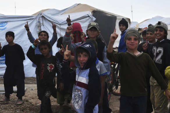 Children at the al-Hawl camp last October.