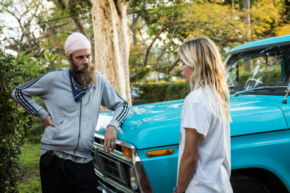 Tyler Atkins directs Rasmus King on the set of Bosch & Rockit.