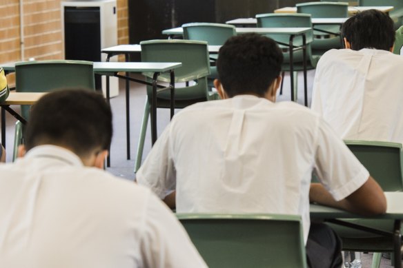 Students sit the Higher School Certificate last year.