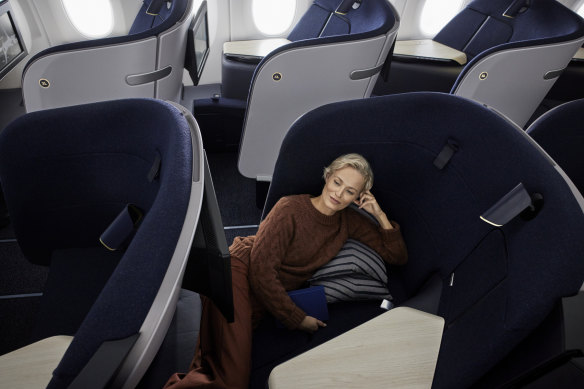 The innovative non-recline AirLounge, on Finnair’s widebody jets.