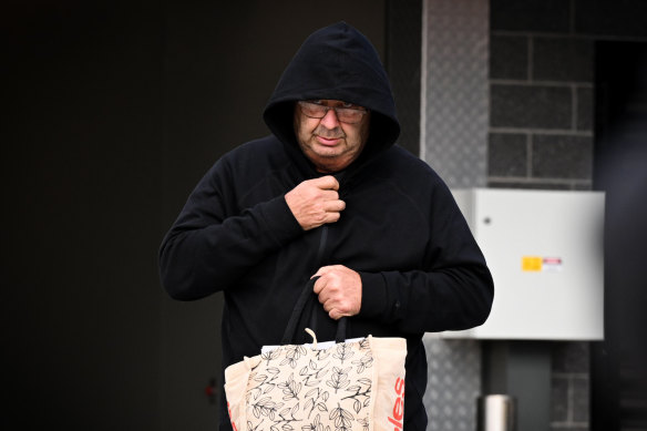 Brett Button leaves Cessnock Police Station on Tuesday afternoon.