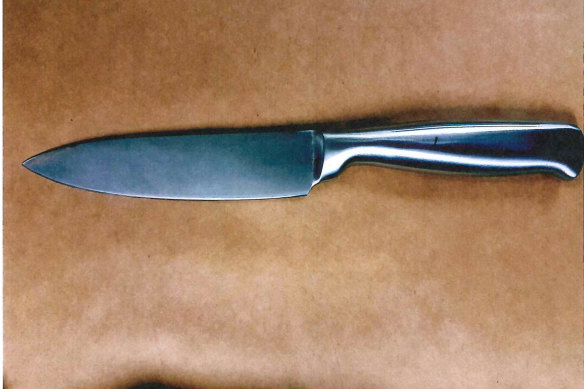 The knife Cody Frost used to kill Marcus Rowley in West Footscray in 2017.