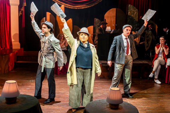 Angelo Vasilakakos (left), Bugs Baschera and Jahla Black in Guys and Dolls, at Chapel Off Chapel until August 19.