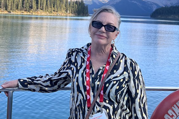 The author at Maligne Lake in Jasper National Park, Canada, not long after her ordeal was over.