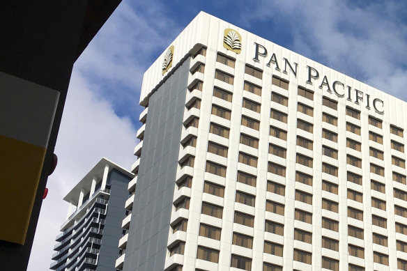 The Pan Pacific in Perth where a case of transmission within the hotel quarantine system has been recorded.