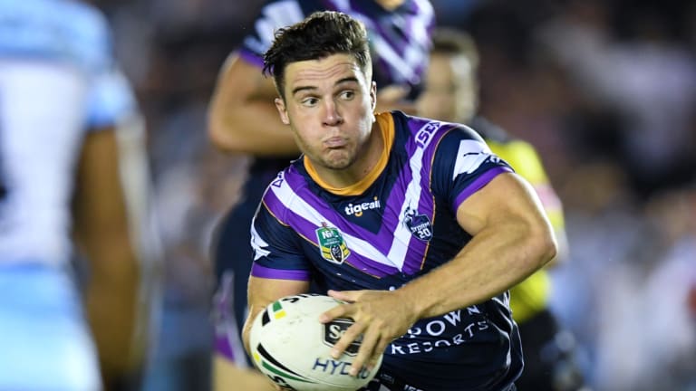No.7: Brodie Croft in action for the Storm in their preliminary final victory over the Sharks.
