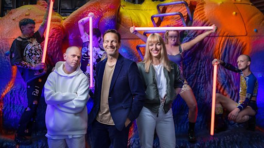 The Age, Arts.Chunky Move dancers, CM director Antony Hamilton  plus RISING directors Hannah Fox and Gideon Obarzanek.