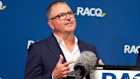IAG CEO Nick Hawkins and RACQ CEO David Carter announcing the deal in November. 