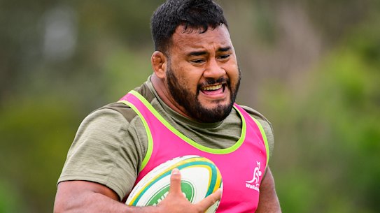 Taniela Tupou trains with the Wallabies this week.