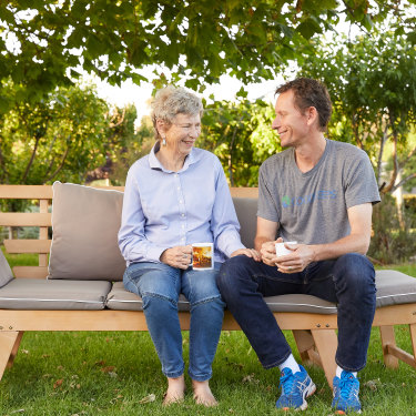 Michael Waite with his late mother, Sue, whose terminal cancer spurred him into action.