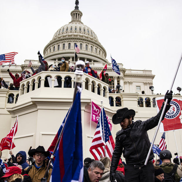 Pro-Trump supporters storming the US Capitol on January 6.