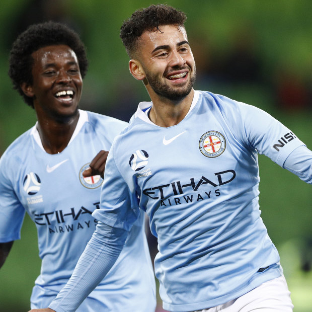 Melbourne City's Idrus Abdulahi (left) is just 15 and played in his first game for the club last weekend.