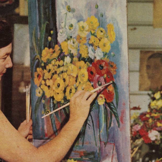 Margaret Olley painting at Farndon, 1966. 