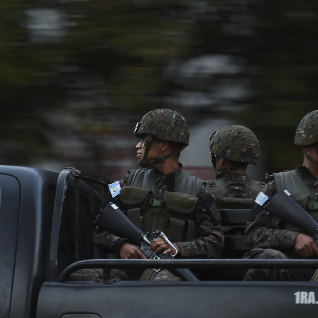 Soldiers on the streets of Guatemala City.