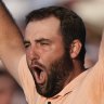 Scottie Scheffler celebrates his win at the US Masters.