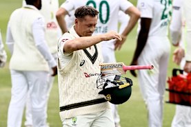 Marnus Labuschagne trudges off after throwing away his wicket in Gqeberha.