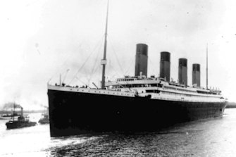 The Titanic leaves Southampton, England, on her maiden voyage in 1912.