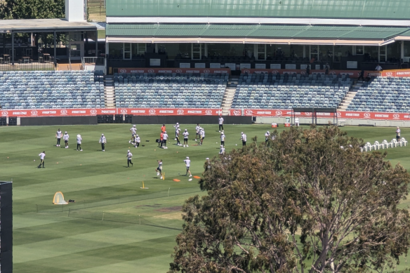 A cricket fan’s photo of India’s training session on Wednesday. 