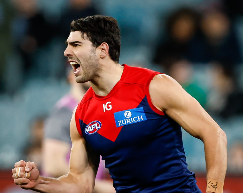 Demons player Christian Petracca playing against the Brisbane Lions at the MCG in July 2023.