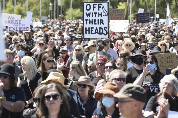 Thousands gathered in Canberra for the Women’s March 4 Justice at Parliament House.