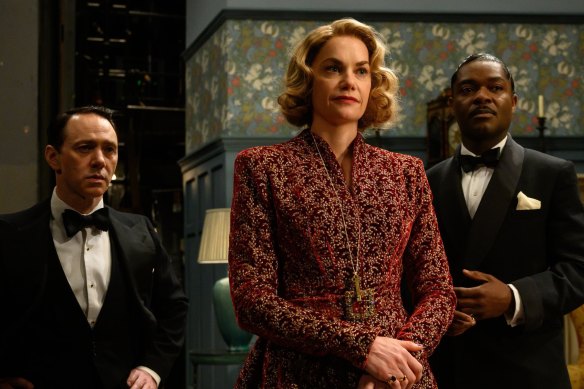 See How They Run has a stacked cast, but stars such as Ruth Wilson and David Oyelowo, pictured with Reece Shearsmith (left), get little screen time.