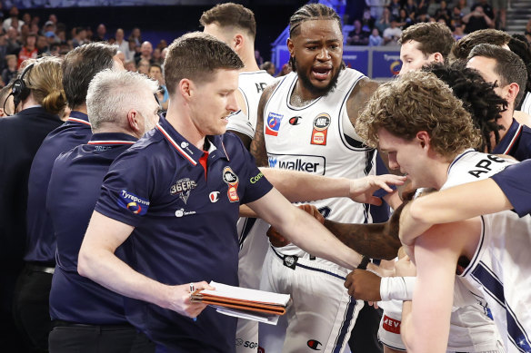 Fate day: Adelaide 36ers pair Montrezl Harrell and Kendric Davis have appeared before the single member NBL tribunal as a result of this melee.