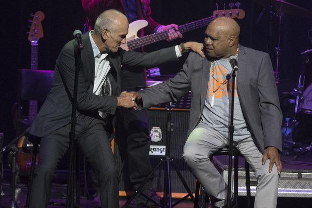 Roach performing with his friend Paul Kelly in Melbourne in November 2015. It was Kelly who first encouraged Roach to record an album.