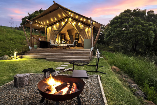 An adults-only tent at Cicada Luxury Camping in Jerrara.