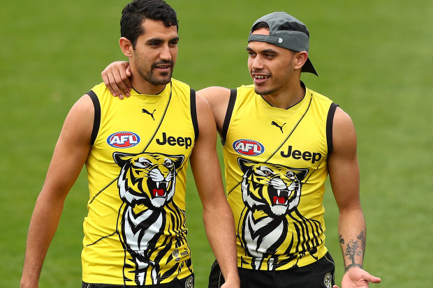 Pickett and Sydney Stack at training before the AFL grand final.