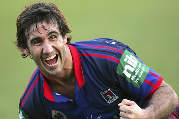 Happy days … Andrew Johns celebrates a win in 2005.