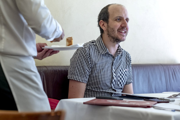 Jack Thorne at lunch at Melbourne's Becco restaurant.