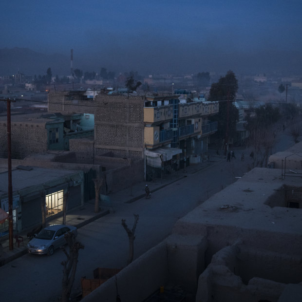 The main street of Tarin Kowt, the capital of Uruzgan province, where Australian Defence Forces were stationed and operated as part of the NATO-led International Security Assistance Force between 2006 and 2013. 