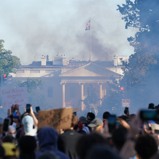 Protests near the White House in Washington, on Monday, June 1.