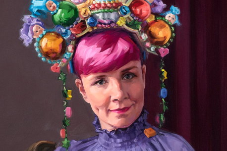 Archibald Prize 2023 Packing Room Prize winner, Andrea Huelin’s  ‘Clown jewels’, a portrait of comedian Cal Wilson.