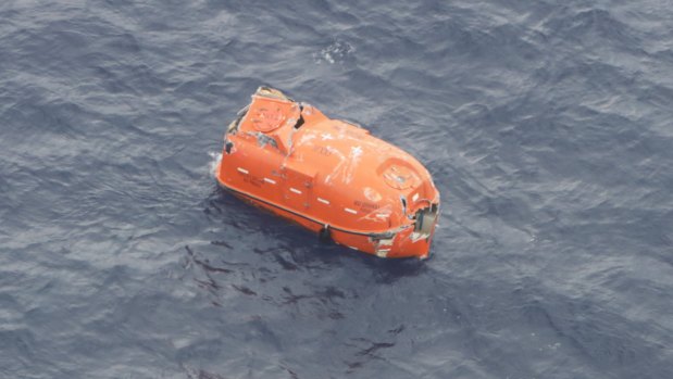 An overturned lifeboat was found in the ocean after the Gulf Livestock 1 ship was hit by a large wave and capsized.
