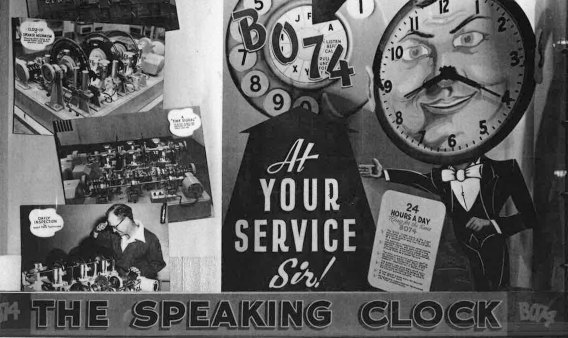 Posters for the talking clock in 1953.