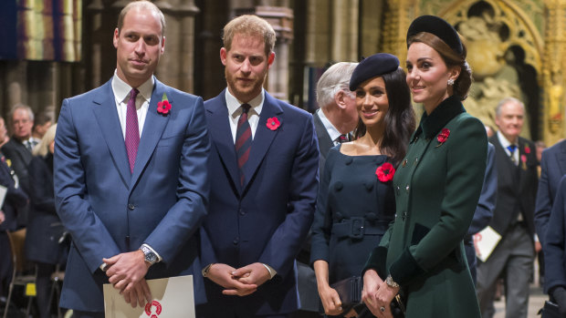 All in the family? Prince William, Duke of Cambridge (left), and Catherine, Duchess of Cambridge (right), with Prince Harry and his wife Meghan.