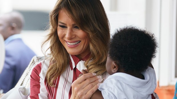 First lady Melania Trump visits Greater Accra Regional Hospital in Accra, Ghana.