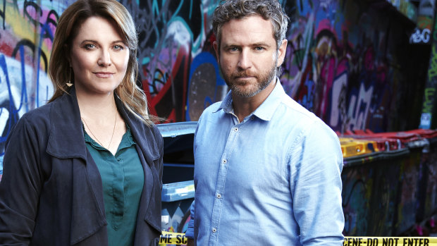 Lucy Lawless plays a retired homicide detective in My Life is Murder – who keeps getting roped into cases by an inspector, played by Bernard Curry. 