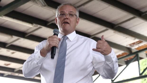 Scott Morrison on the campaign trail on Sunday.