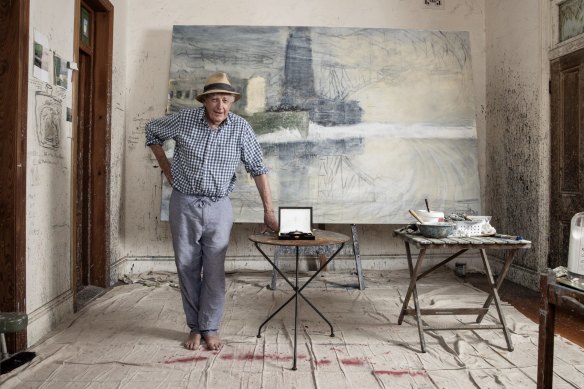 Artist Peter Kingston at his home in Lavender Bay. 