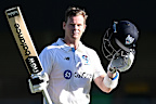 Steve Smith celebrating a century in a Sheffield Shield match in 2025.