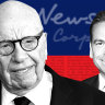 Rupert Murdoch passed the baton as chairman of News Corp to Lachlan who is presiding over the restructure of its Australian operations.