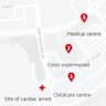 Datawrapper locator map for story on Marsden Park cardiac arrest
